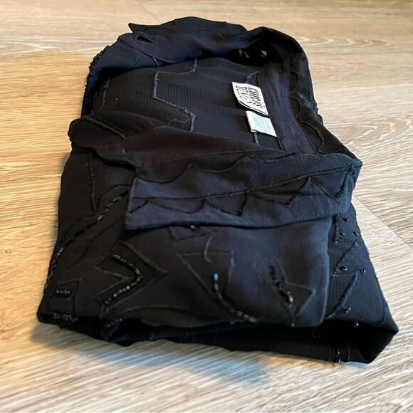 VTG Chico’s Black Beaded Oversized button Up Tunic Swim Cover Up Split Hem 3 XL - Picture 16 of 16